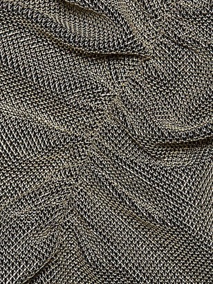 Halston Draped Mockneck Metallic Mesh-Knit Dress