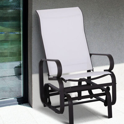 Winston Porter Beige Glider Chair For Patio - Water- Fabric, Stable Rocking, Load-bearing Up To 352 Lbs Outdoor In Beige, Lightweight And Versatile, Breathable Mesh,