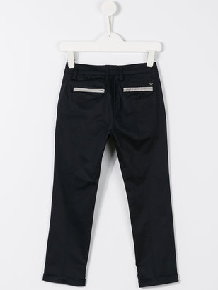 Armani Junior contrast trim chino trousers
