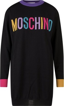 Moschino Logo-Printed Crewneck Jumper Dress