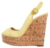 Thumbnail for your product : Christian Louboutin Suede Slingback Wedge Sandals Yellow Suede Slingback Wedge Sandals