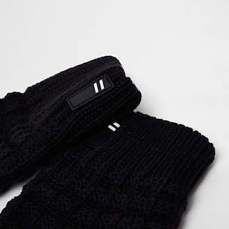 River Island Boys black waffle touch screen gloves