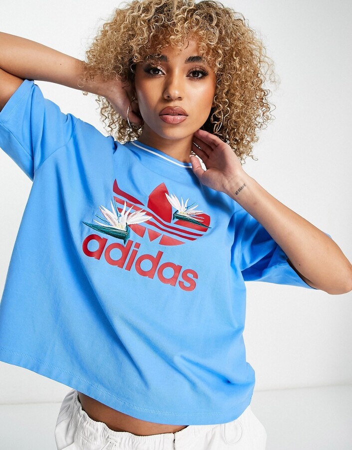 Thebe Magugu loose fit T-shirt in pulse blue with front - ShopStyle