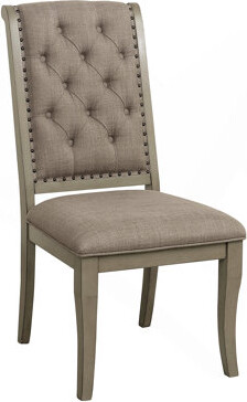 Wildon Home Traditional Classic Style Side Chairs Set Of 2 Fabric Upholstery Button-Tufted Nailhead Trim Gray Cashmere Finish Dining Furniture
