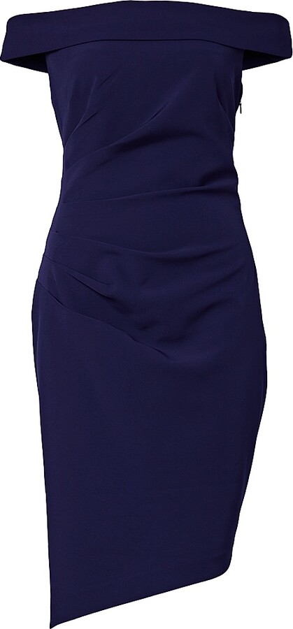 Women's Ally Off-The-Shoulder Midi-Dress - Navy - Size 8