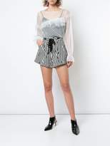 Thumbnail for your product : Self-Portrait lace up front striped shorts
