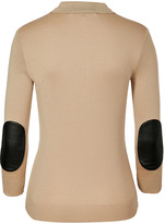 Thumbnail for your product : Ralph Lauren Black Label Cotton Open Collar Polo Shirt with Leather Elbow Patches