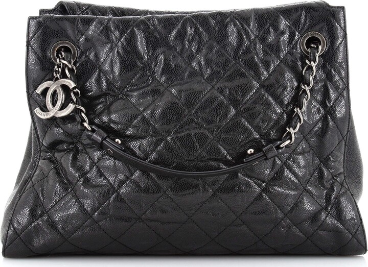 Chanel Black Quilted Glazed Caviar Leather Jumbo Crave Flap Bag