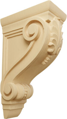 4 3/4"W x 8"D x 13 1/4"H Large Fig Leaf Corbel, (4Pack)
