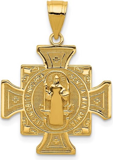 Black Bow Jewelry Co. BlackBowJewelry14kYellowGoldSolidSanBenito2-SidedCrossPendant,19x28mm