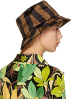 Thumbnail for your product : Fendi Brown & Black Thick Stripes Woven Bucket Hat