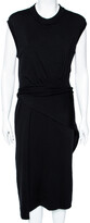 Black Wool Wrap Front Dress XL 