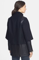 Thumbnail for your product : Badgley Mischka 'Kisa' Leather & Wool Blend Capelet Jacket