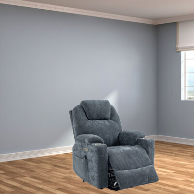 Latitude Run Power Lift Recliner Chair Heavy Duty Motion Mechanism With 12-Point Vibration Massage And Lumbar Heating USB And Type-C Ports Stainless Steel Cup H