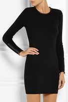 Thumbnail for your product : J Brand Noemie leather-trimmed merino wool-blend mini dress