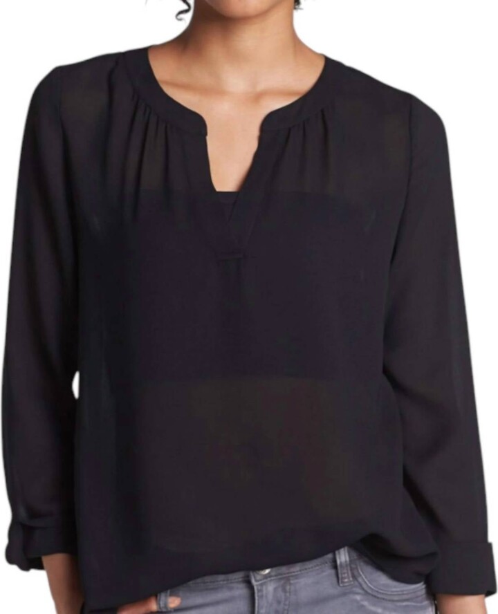 Halogen Split Neck Blouse In Black