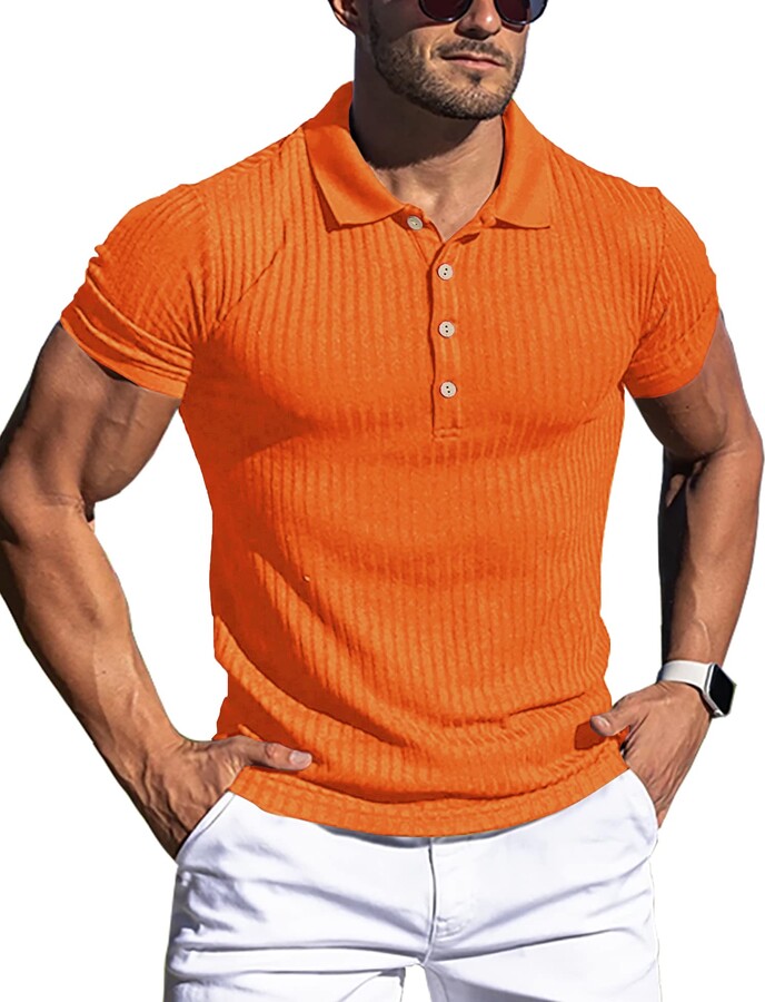 URRU Men's Muscle T Shirts Stretch Long&Short Sleeve Workout Tee Casual