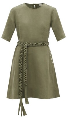 BELIZE Genesis Belted Linen Mini Dress - Khaki