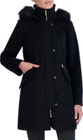 Thumbnail for your product : Cole Haan Slick Wool Blend Parka with Removable Faux Fur Trim