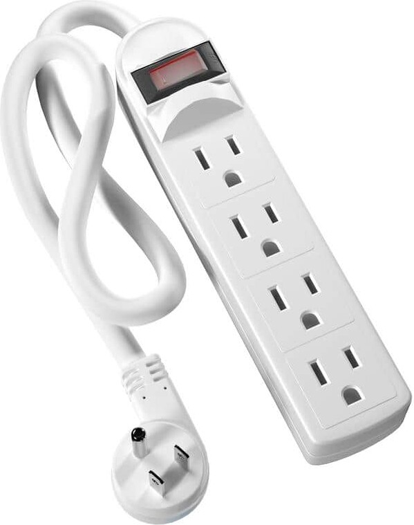 ProMounts Premium Compact Power Strip 4 Outlet with LED Power Switch Corded ETL Certified