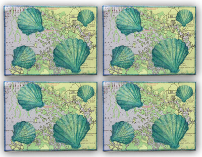 Scallop Shell on Crystal River Florida Nautical Chart 16" Cotton Placemat