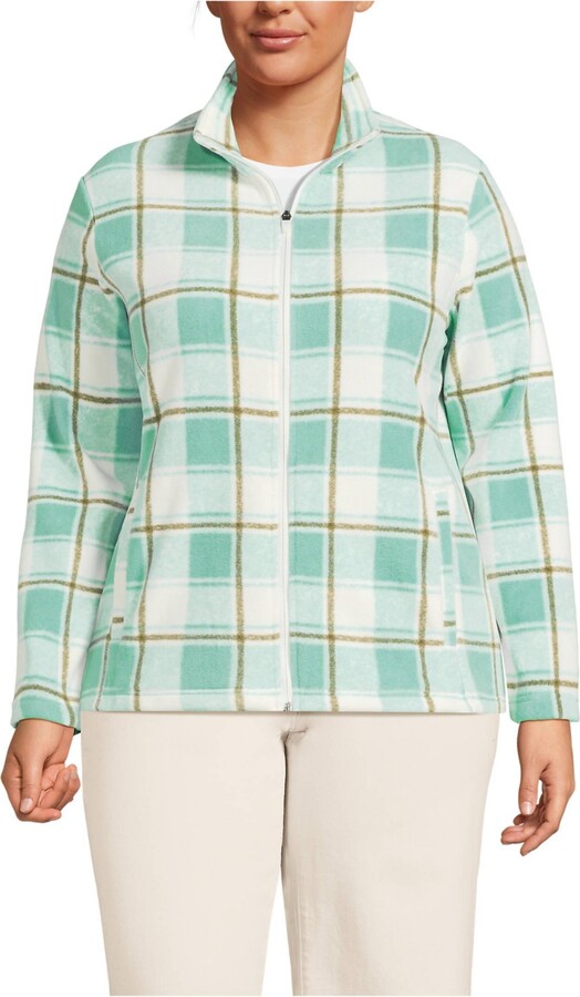 Lands' End Plus Size Anyweather Fleece Full Zip Print Jacket