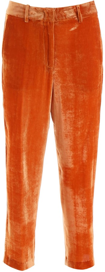orange velvet pants