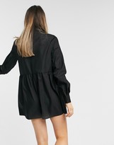 Thumbnail for your product : ASOS DESIGN shirt smock romper in black