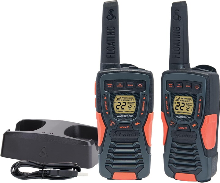 Cobra Electronics Cobra 37-Mile Walkie Talkie, IP67 Waterproof Floating Two-Way Radio 2-Pack, 22 Channels (ACXT 1037R FLT)