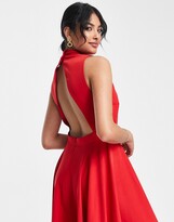 Thumbnail for your product : True Violet high neck midi dress in red