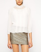 Thumbnail for your product : Cynthia Vincent Embroidered Blouse With High Neck