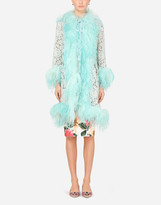Thumbnail for your product : Dolce & Gabbana Lace coat with marabou trim
