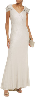 Badgley Mischka Sequin-embellished Knitted Gown