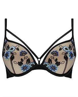 Distraction Floral Embroidery Push Up Bra