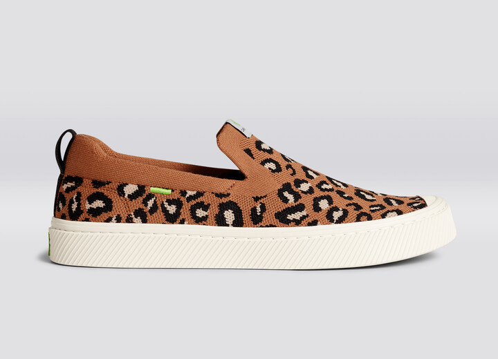 raw edge animal print canvas slip on