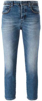 No.21 embellished skinny cropped jeans - women - Cotton/Spandex/Elastane/metal/glass - 28