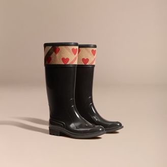 Burberry Heart And House Check Rain Boots