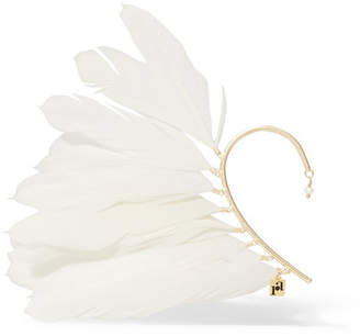 Rosantica Mary Jane Gold-tone, Freshwater Pearl And Feather Ear Cuff
