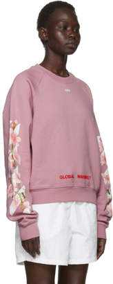 Off-White Off White SSENSE Exclusive Pink Diagonal Cherry Crop Sweatshirt