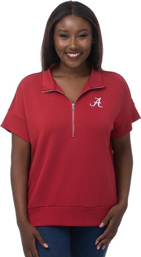 ZooZatz Women's Crimson Alabama Crimson Tide Tri-Blend Quarter-Zip Flowy Top