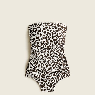 J.Crew Ruched bandeau one-piece swimsuit in leopard print