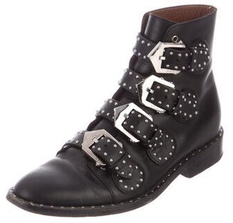Givenchy Leather Studded Accents Combat Boots Black