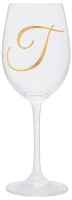 Indigo Stemmed Monogram Wine Glass T