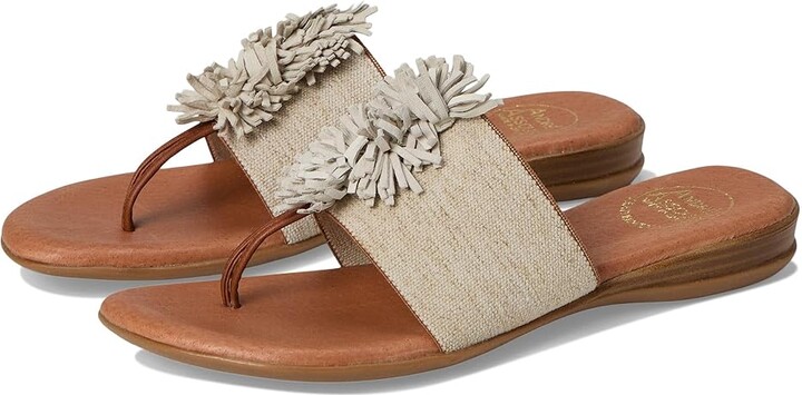 Andre Assous Novalee Featherweight Sandal Women's Shoes Beige Linen : 5 M Leather