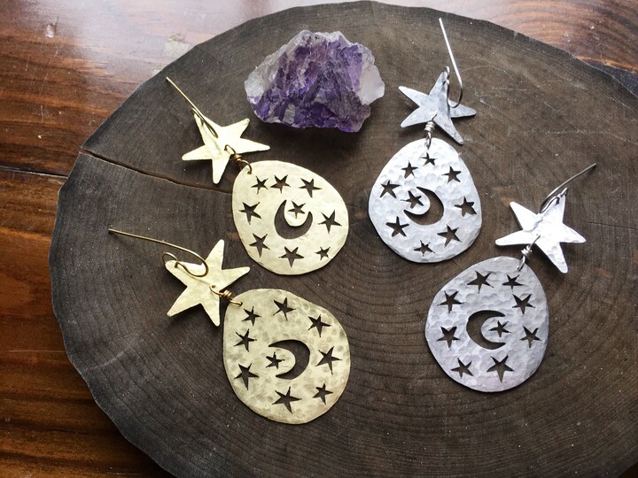 Etsy Handmade Moon & Star Earrings Celestial Jewelry
