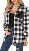 Thumbnail for your product : ZANZEA Womens Tops Casual Blouse Buffalo Plaid Shirt Long Sleeve Tops Flannel Shirt Dress Button Down Long Sleeve Tops Outerwear Collar with Pocket Tnuic Tops Army Green-O1 4XL