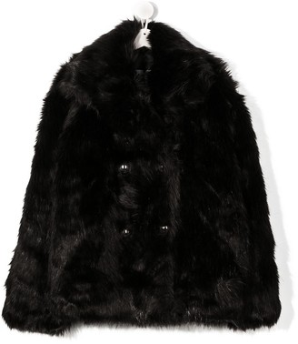 Diesel Kids TEEN faux fur double-breasted coat - ShopStyle Girls' Outerwear
