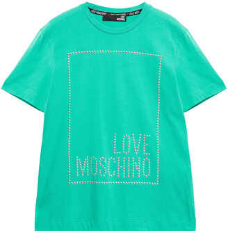 Love Moschino Studded Cotton-jersey T-shirt