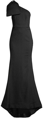 Rebecca Vallance Francesca Crinkle Bow Shoulder A-Line Gown