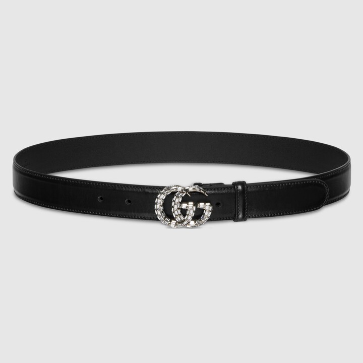 Gucci GG Marmont thin belt with crystals